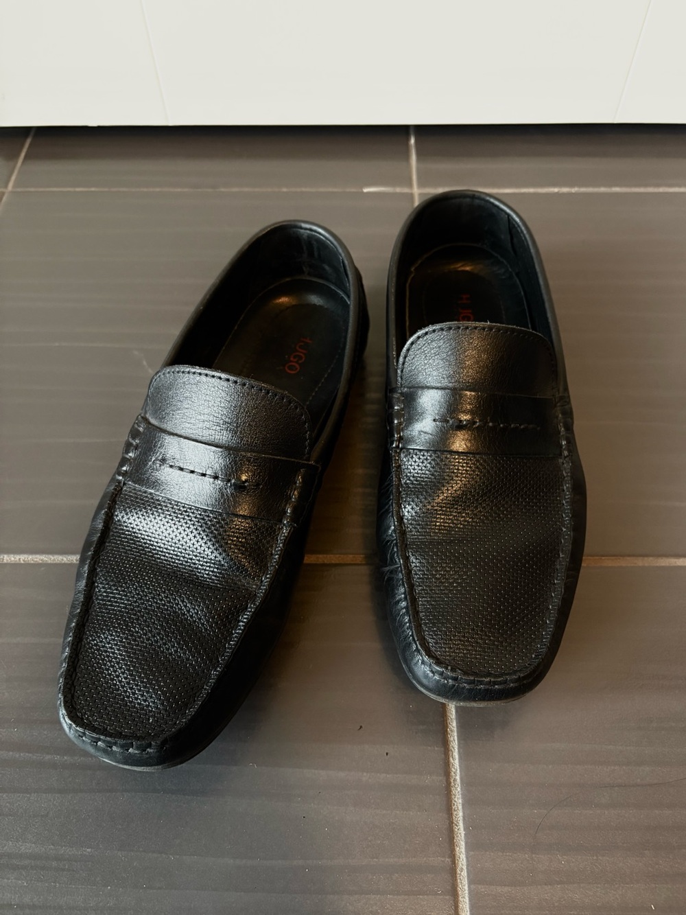 Hugo Boss Men’s Black Leather Loafers